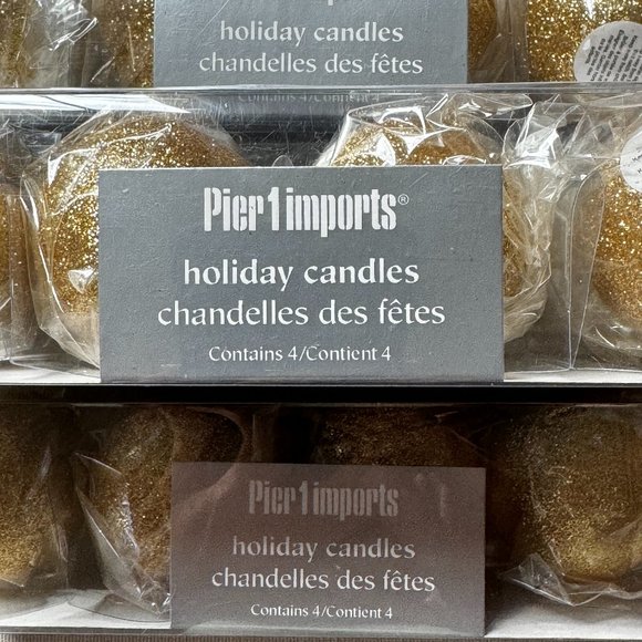 Brand  New Pier 1 Imports Votive Ball Candles - 2" Gold Glitter 4 Candles a Pack - Picture 5 of 5
